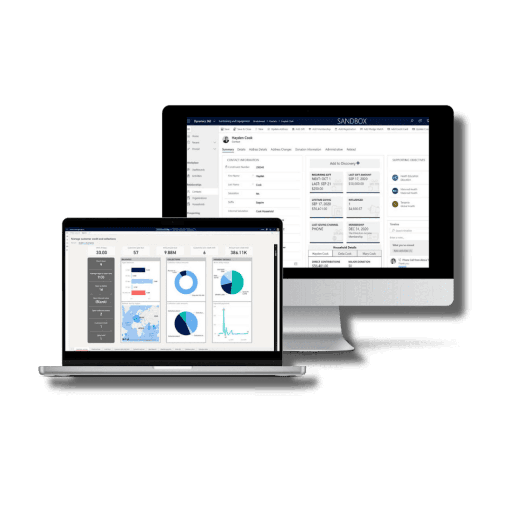 Monpellier North UK Business solutions dynamics 365 dashboards on monitor screens