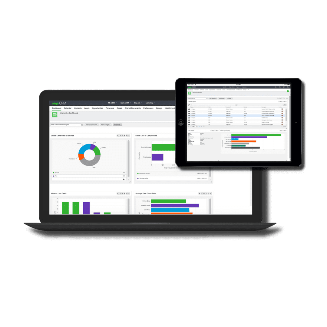 Monpellier North UK Business solutions sage crm dashboards on monitor screens