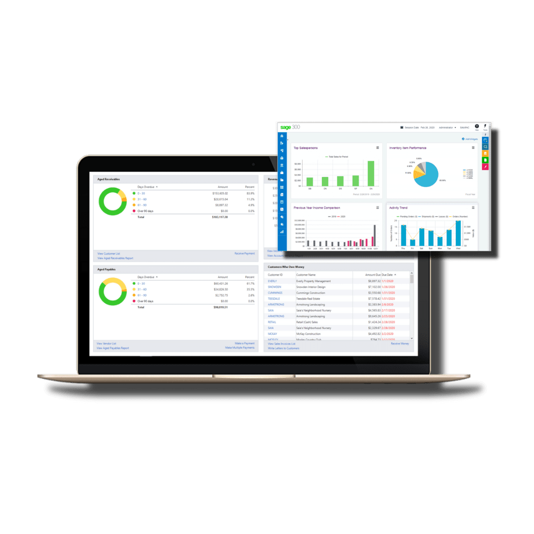 Monpellier North UK Business solutions sage 200 dashboards on monitor screens