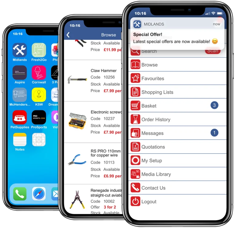 Montpellier mobile app screens for hardware supplies online shopping Montpellier